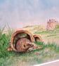 Watercolour print of a Southdowns Sussex Hedgehog - Image 1