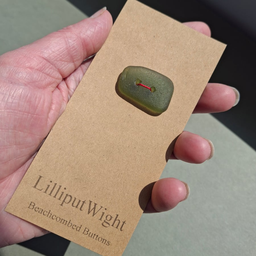 Large green sea glass button