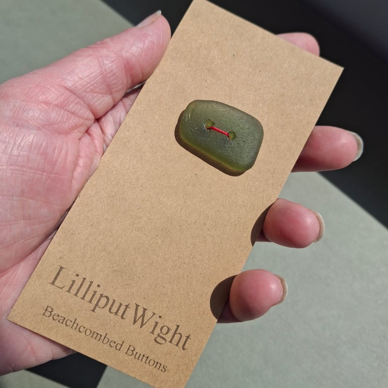 Large green sea glass button