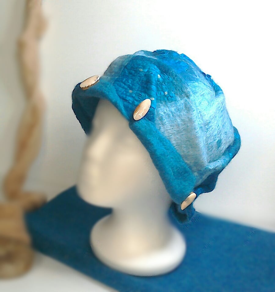 Hat, felted merino wool and silk