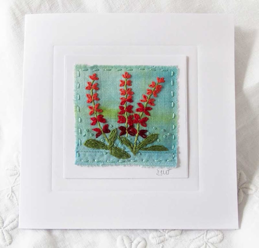 HAND EMBROIDERED HAND-DYED GREETINGS CARD