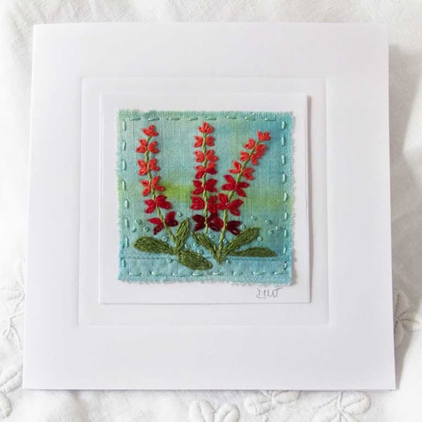 HAND EMBROIDERED HAND-DYED GREETINGS CARD