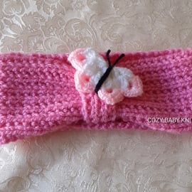 EARWARMER WITH A BUTTERFLY MOTIF