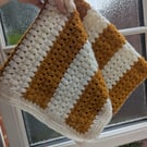 Crotchet Baby blanket - Cream and Mustard Yellow 