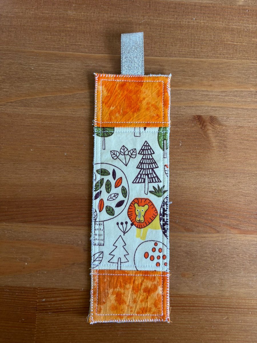 Quilt patchwork bookmark in orange