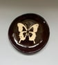 Hand Carved Butterfly Ceramic Trinket Dish, Chocolate Brown - Image 1