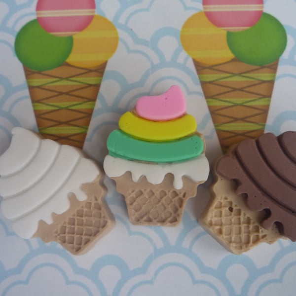 ice cream cornet novelty soaps x 3 soaps