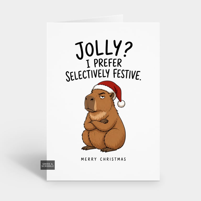 Funny Christmas Card - Jolly Capybara