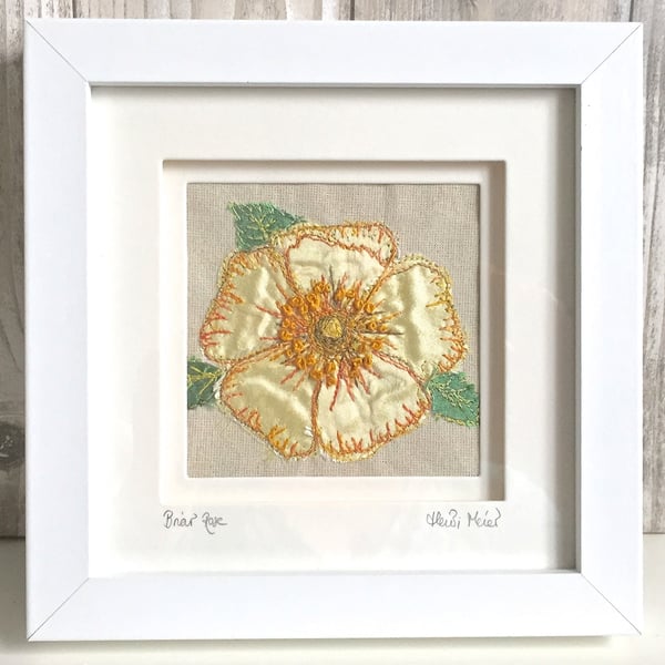 Briar rose dog rose silk textile artwork - Mother’s Day gift