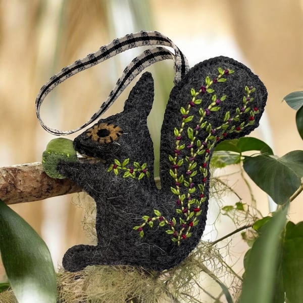 Grey Squirrel Felt Hanging Decoration