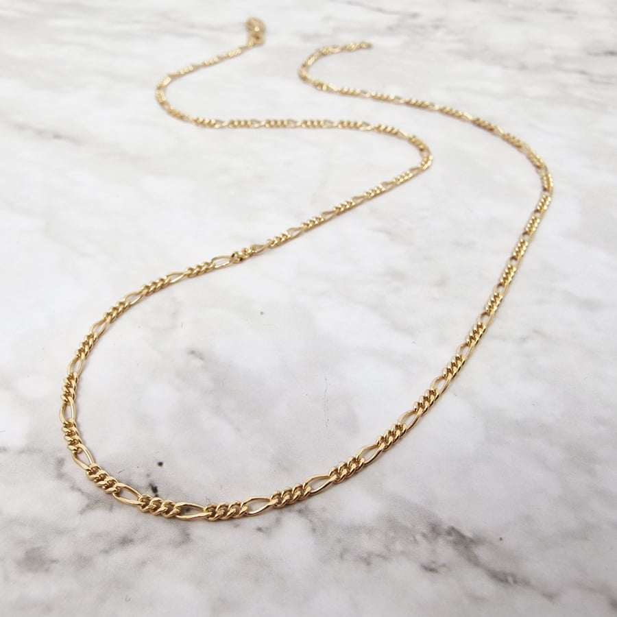 Everyday 18ct Gold Vermeil Figaro Necklace, Anti-Tarnish Long Lasting Hypoallerg