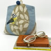 Clutch  bag with embroidered bluetit