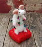 White mouse  - needlefelt.  Christmas decoration - Image 6