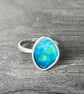 Enamel Ring,  enamel ring, blue enamel ring, pebble ring, cloud ring, nature - Image 1