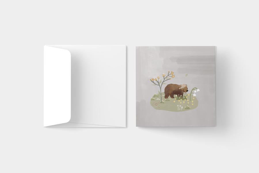 Gardener Bear Square Greeting Card 148mm with Envelope