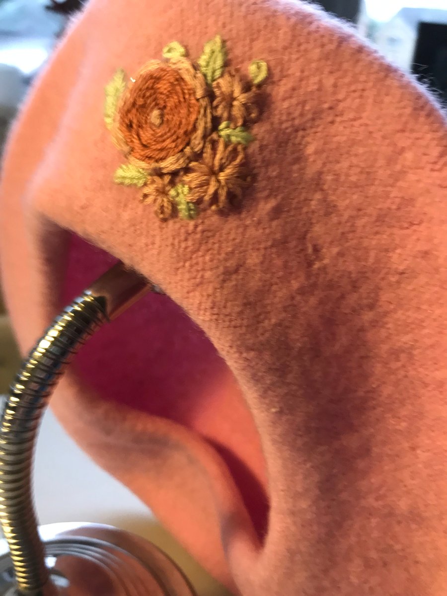 Pale pink embroidered Beret