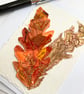 Up-cycled handmade fabric embroidered leaf art card.  - Image 2