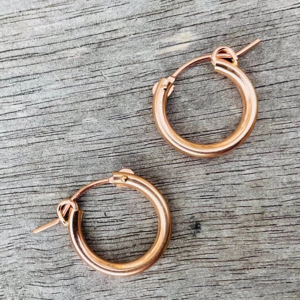 14K Rose Gold Filled 15mm Hinged Hoop Earrings 