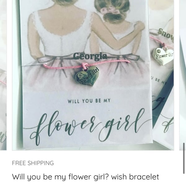 Personalised flower girl wish bracelet any name gift bracelet for flower girl