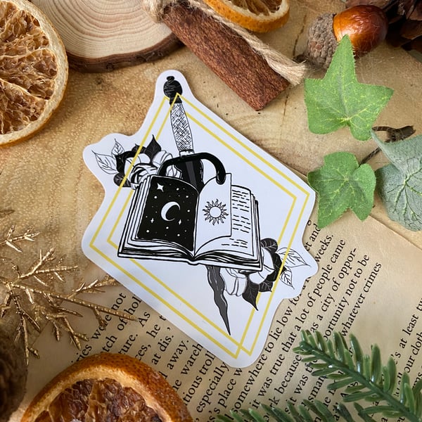 Book and dagger sticker, enemies to lovers inspired