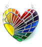 Sun Heart Suncatcher Stained Glass Rainbow Rays Handmade 008