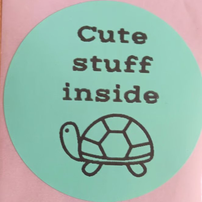 40 'Cute stuff Inside' Thermal Printed Stickers (Turtle mix)