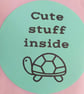 50 'Cute stuff Inside' Thermal Printed Stickers (Turtle mix) - Image 1