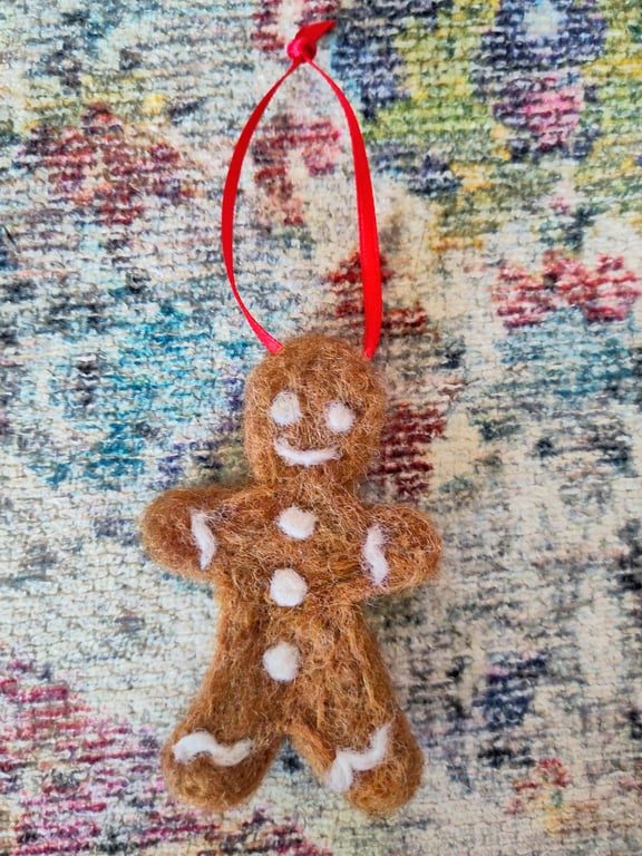 Needle-felted gingerbread Christmas decoration