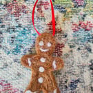 Needle-felted gingerbread Christmas decoration