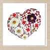Blooming Heart, Pressed Flower Print card, 