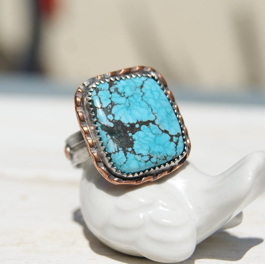 Turquoise Ring, Blue Stone Ring, Boho Jewellery