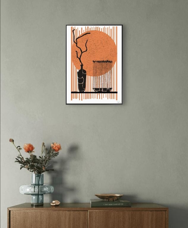 Digital Abstract Art Print Scandinavian Modern Home Decor, Neutral Colours