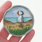 Handmade Sea Glass Puffin Fridge Magnet, Meaningful Coastal Keepsake Gift