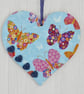 Decoupaged Wooden Hanging Heart 15cm (6”): Pretty Butterflies design