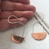 Copper and silver dangle earrings