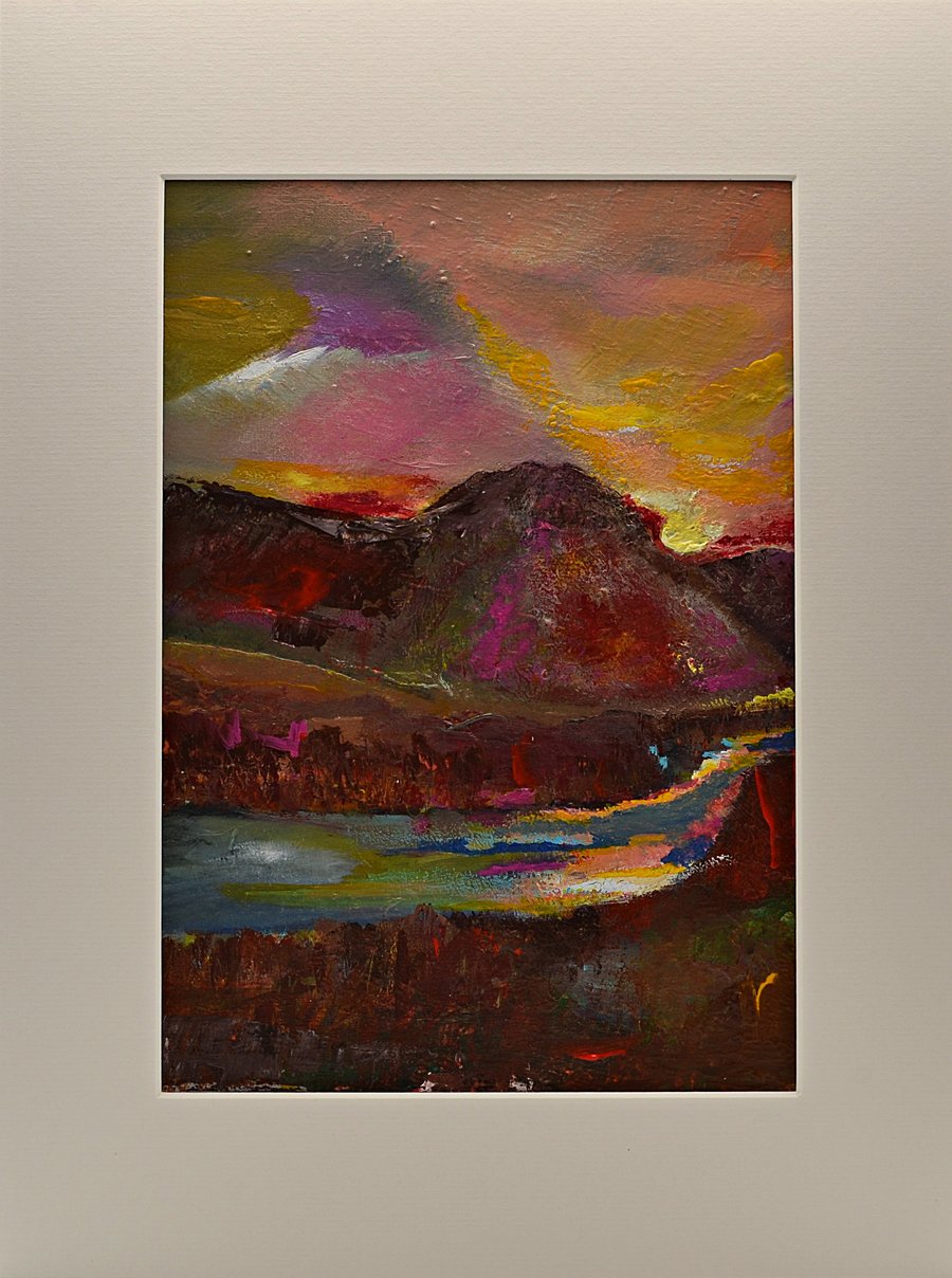 Original Painting Hills at Sunset (16x12 inches)