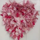 Baby Girl Heart Shaped Rag Wreath