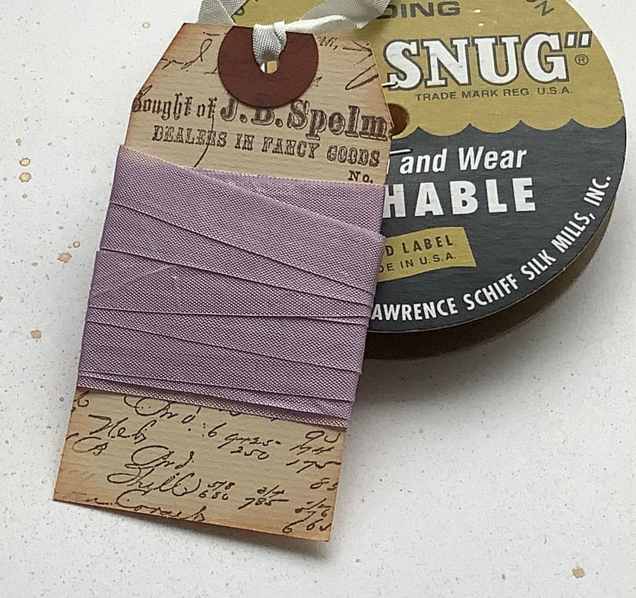 VINTAGE style  ribbon  ( silky seam binding). 4yds.  ' Pale  Lilac' .