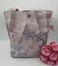 Soft floral lilac and blue handbag with pockets and decorative buttons.   - Image 5