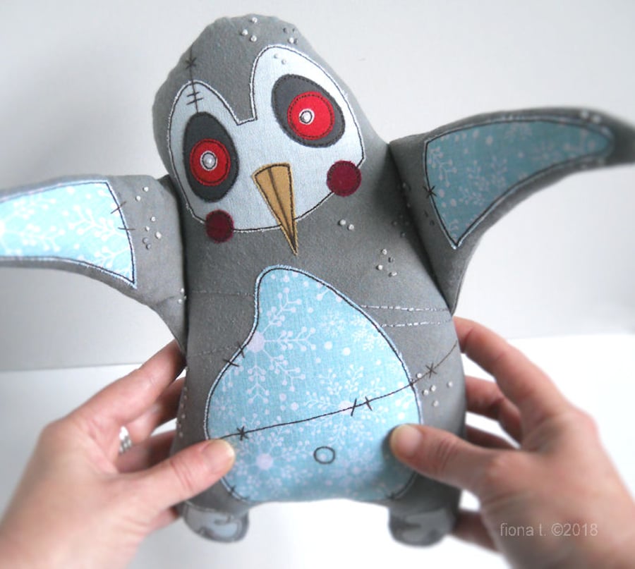 large freemotion and hand embroidered zombie penguin 