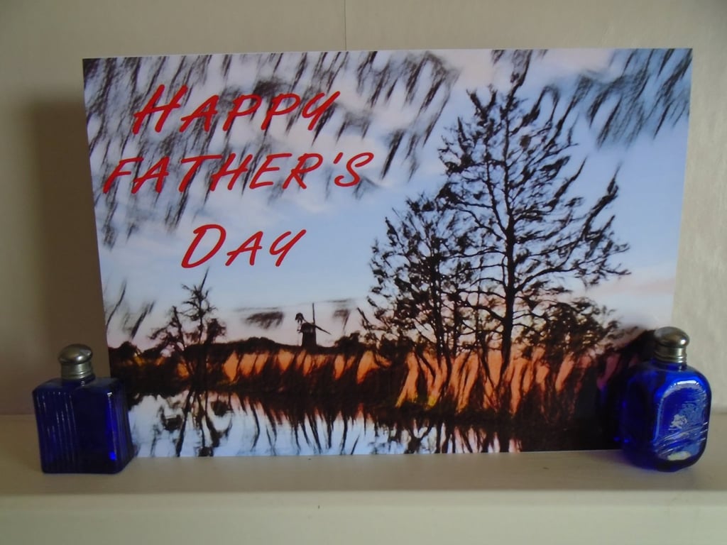 Fathers Day Blank Card Norfolk Broads 