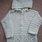 Crochet Hoody Age 6 month to 1 yesr, Supersoft baby acrylic, Green Handmade