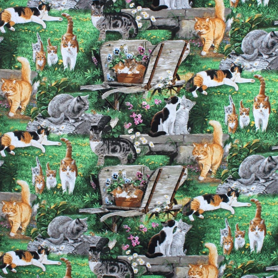 Fat Quarter Wild Wings Strolling Along Cats Cotton Quilting Fabric Springs 51391