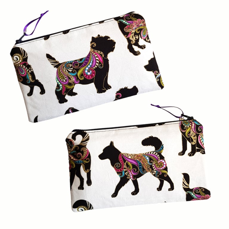 Colourful Dog Print Zipper Pouch - Multi Use Zipped Organiser