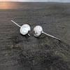 HANDMADE Recycled STERLING SILVER hook pebble earrings