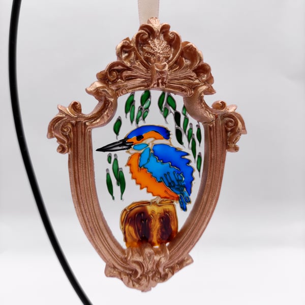 Handmade glass painted window hanging or Christmas tree bauble