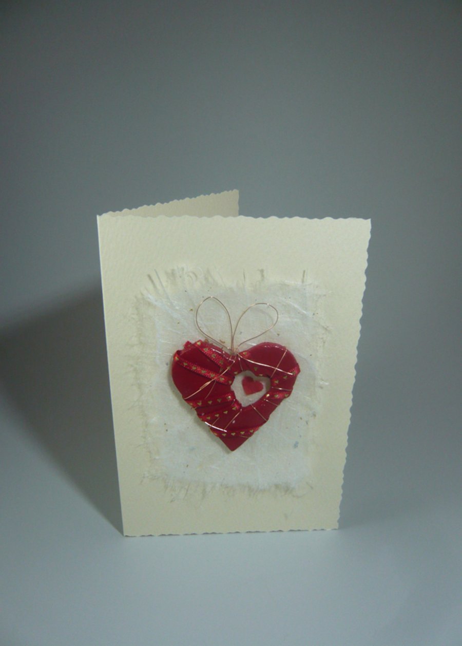 Handmade Valentine's Day Card Big Red Hearts