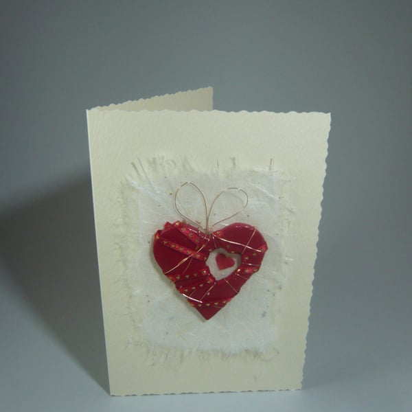 Handmade Valentine's Day Card Big Red Hearts