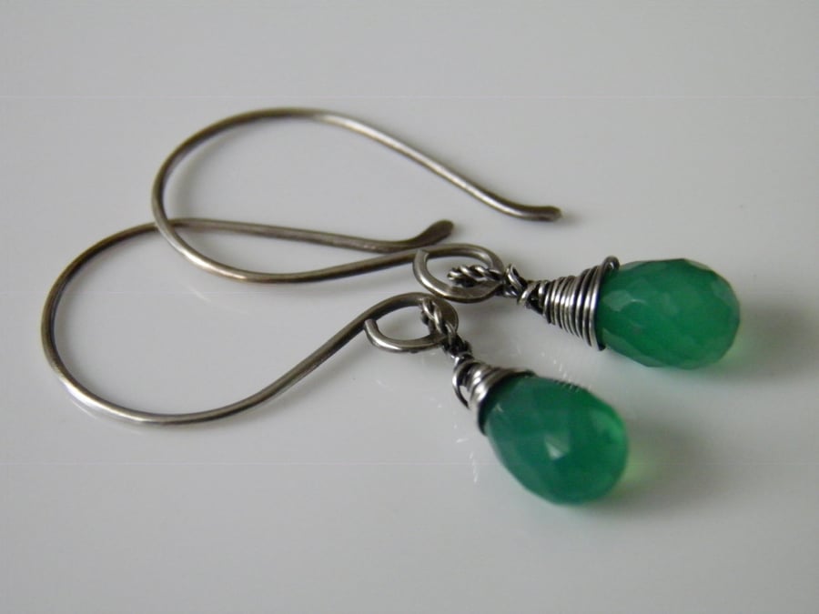 Emerald Green Onyx Earrings