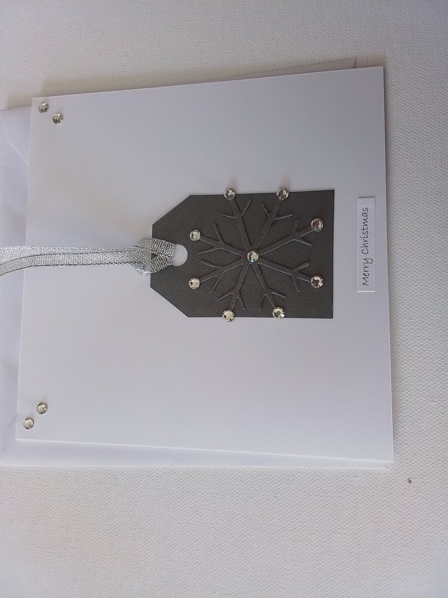 Christmas card. Handmade card. Snowflake. Gift tag. Ref 349